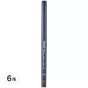 Etude House Proof 10 Gel Waterproof Auto Pencil Liner, No. 2 Dark Cacao, 6 pcs.