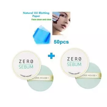 ETUDE HOUSE Zero Sebum Drying Powder 2 шт. с промокательной бумагой Aladdin Oil 50pcs - Oil Control No Sebum Powder с 80% минералами, делает кожу пушистой