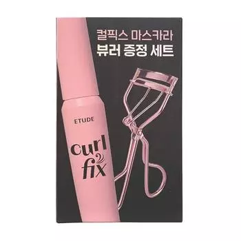 [ETUDE] Тушь для ресниц Curl Fix 8 г + Керлер для ресниц Водостойкая объемная тушь для макияжа глаз Black + Eyelash Curler