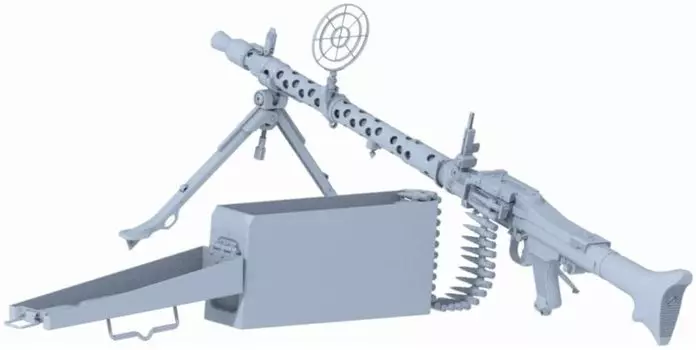 Ety Model WW2 немецкий пулемет MG34 магазин из смолы комплект 1/6 и (3D-печать) П06-002 (военный)