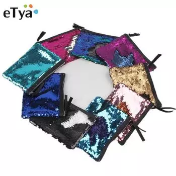 eTya новая женская косметичка с блестками клатчи блестящая вечерняя сумка модный женский дизайнерский Bling Neceser косметичка чехол ярко-розовый/серебряный