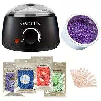 [EU Plug] 200 мл черный восковой расплавитель + 200 г восковых бобов набор, нагревание воска, восковая эпиляция и восковая терапия машина