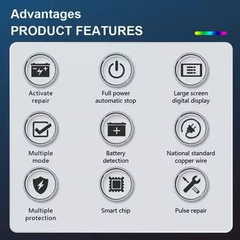 EU Plug Интеллектуальное ремонтное зарядное устройство для мотоцикла, автомобильное зарядное устройство для свинцово-кислотного аккумулятора LiFe PO4 12 В 7 А