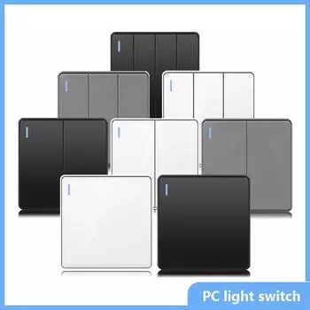 EU RU UK UN стандартный настенный выключатель света 16A PC панель ВКЛ ВЫКЛ черный домашний выключатель питания 1/2/3/4 Gang 1/2Way 86Type 1way