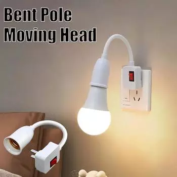 EU / US Plug Lamp Base Гибкий изгиб Мобильный тестовый патрон для лампы Адаптер для лампы Вилка с выключателем Светодиодный патрон для лампы E27 Lamp Base 1PCS