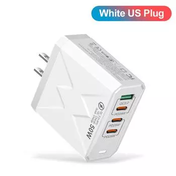 EU/US/UK Plug 4 в 1 PD25W быстрое зарядное устройство для iPhone Samsung Xiaomi oppo мобильный телефон адаптер US Plug White