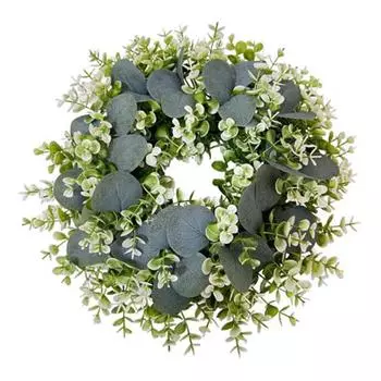 Eucalyptus Leaf Wreath UV-Resistant Silk Leaves Greenery Garland Front Door Artificial Wreath Christmas Decor A