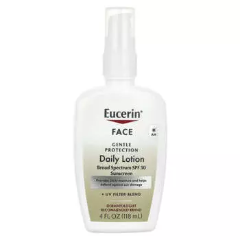 Eucerin, нежная защита, ежедневный лосьон и солнцезащитный крем, SPF 30, без отдушек, 4 жидких унции (118 мл)