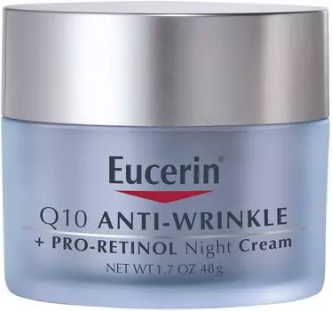 Eucerin Q10 Night Cream Facial Cream for Sensitive Oz Jar Anti-Wrinkle + Pro-Retinol, Skin, 1.7