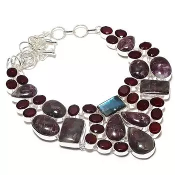 Eudialyte, Garnet Handmade 925 Sterling Silver Jewelry Necklace 18 H6w29