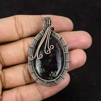 Eudialyte Pendant Gemstone Pendant Copper Wire Wrapped Pendant Copper Jewelry Handmade Pendant Gift For Him Gift For Her Eudialyte Jewelry