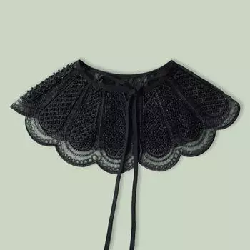 Eugen Yarn Белая вышитая рисовая бисерная трехмерная вышивка с имитацией воротника Женская универсальная шаль