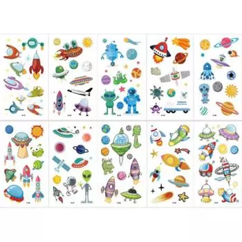 Eugene children s tattoo sticker season 2 10-piece set, 1 set, space world