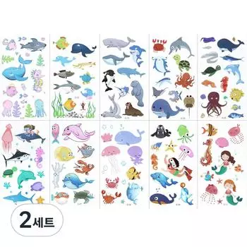 Eugene Children s Tattoo Stickers Season 2 10-piece set, 2 sets, underwater world