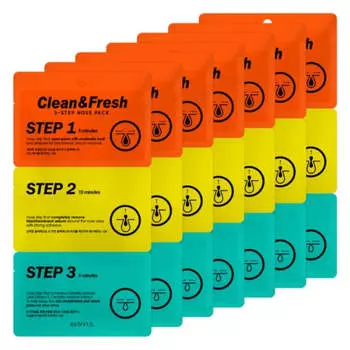 Eunyul Clean & Fresh 3-ступенчатая маска для носа, набор из 7 предметов