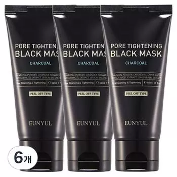 Eunyul Pore Tightening Black Mask Peel Off Pack, 1 pack, 6 pieces