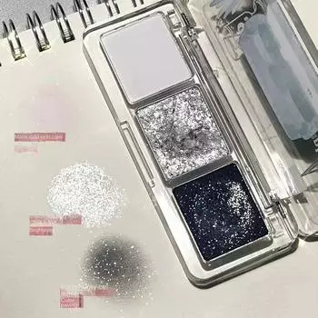 Euramerican, трехцветный жемчужный блестящий лоток для теней для век, матовый розовый, темно-серый, зеленый, блестящий, прочный пигмент, косметика, темная ночная сетка, красный 1#