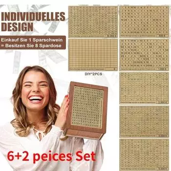 Euro Money Box Wood Money Bank Reusable Money Box with Saving Goal and Numbers Boxes Home Accessories