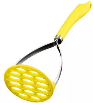 EuroKitchen Hexi Silicone Potato Masher, Yellow