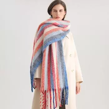 Европа Америка Осень Зима Женщины Теплые Шарфы Мужчины Утолщение Шарф Кисточкой Шаль Кашемир Имитация Моды Шейный Платок Накидки 240cmX43cm