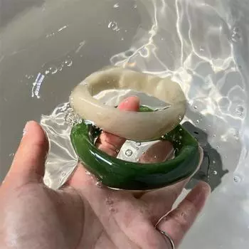 Europe American Style Acrylic Bangle Bohemian Retro Hand Ring Irregular Wide Bracelet Decoration