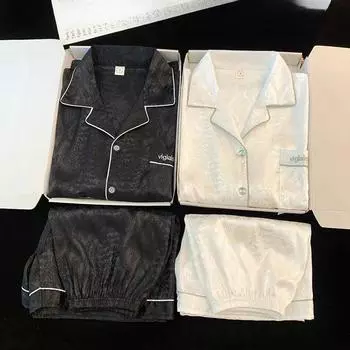 Пижама женская в европейском американском стиле с полосатым принтом под змею, элегантная, модная, Y2k, одежда для сна, новые шорты с коротким рукавом, комплект из 2 предметов L чёрный