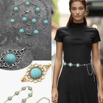 Europe American Style Western Country Waist Chain Metal Women s Body Jewelry Decoration Style D