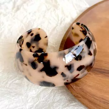 Europe American Style Wide Open Bangle Temperament Leopard Print Cuff Bangles Resin Bangle Women Style 4
