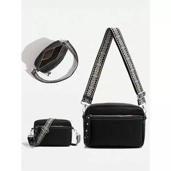 Европа и США новая маленькая квадратная сумка через плечо женская кожаная сумочка M чёрный