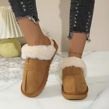Europe beautiful women 2024 winter new comfortable outer wear bag head velvet warm snow boots cotton slippers 2025 35 чёрный