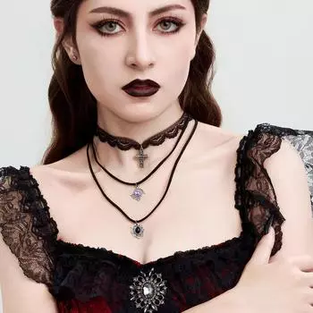 European-American Cross-Lace Love Necklace Set: Alloy Clavicle Chain for Women