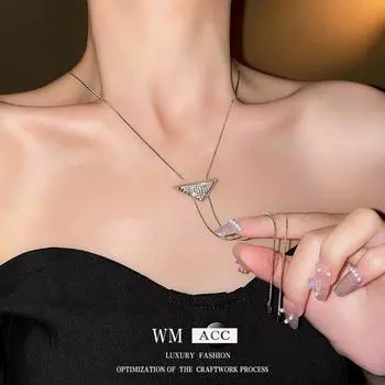 European & American Diamond Triangle Clavicle Chain: Cold Style, Simple & Versatile Necklace Necklace серебряный