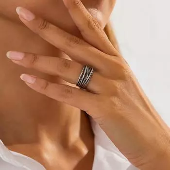 European & American Multi-Layer Geometric Alloy Ring: Hip-Hop Hollow Glossy Design