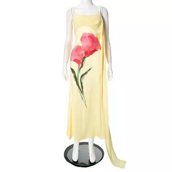 European & American Sexy Halterneck High Waist A-Line Long Dress with Placement Print M