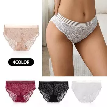 Европейские и американские сексуальные кружевные эластичные трусы с открытой средней талией - женское нижнее белье больших размеров
