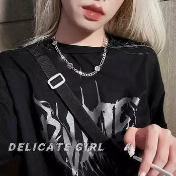 European & American Smiley Face Necklace: Trendy Hip-Hop Style, All-Match Clavicle Chain Niche Design Bracelet