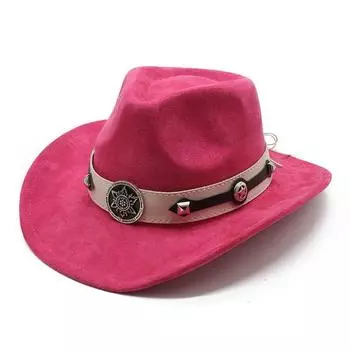 Европейская и американская осенне-зимняя замшевая джинсовая шляпа с поясом из ивовых гвоздей, декоративная шляпа-цилиндр, теплая фетровая шляпа для улицы M56-59cm