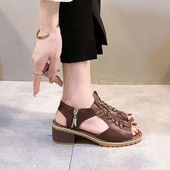 European and American Design Feeling Fish Mouth Sandals 2024 Summer New Side Zipper High Heel Sandals for External Wear Luxury 36 белый