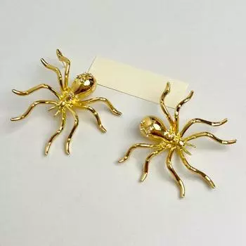European and American exaggerated large spider unique earrings золотой