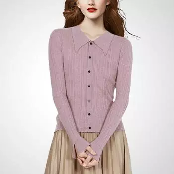 European and American Fashion All-Match Pink Knitting Cardigan Female 2025 Autumn New Arrival Silm Slim Fit Sweet Elegant Sweater Top Pink (M192) M
