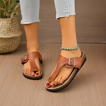 European and American fashion cork beach large size flip-flops 2024 spring and autumn popular casual pinch flip-flops 37