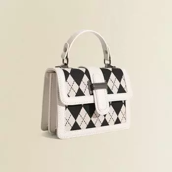 European and American Fashion Handbag Niche Design Ins Houndstooth Plaid Oblique Strap Bag Texture Single Shoulder Small Square Bag Women