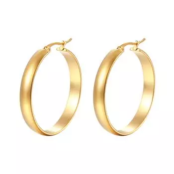 Европейская и американская мода круглые сферические женские серьги из нержавеющей стали трендовая титановая сталь гладкая поверхность преувеличенная пряжка для ушей