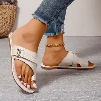 European and American fashion set toe beach cool slippers 2024 autumn new casual outer wear lazy one-pedal slippers 36 чёрный