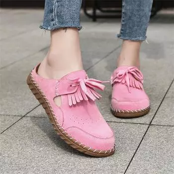 European and American fashion super migration front lace-up single shoes women s foreign trade large size casual flat loafers women s Shoes 35 розовый