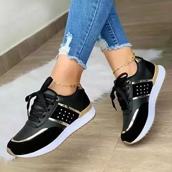 European and American foreign trade large size sports style lace-up board shoes women s thick-soled color matching round head single shoes Nude shoes 36 синий