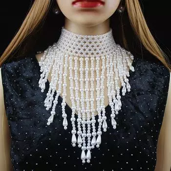 European and American hand-woven tassel necklace for women