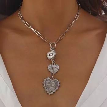 European and American Heart Eye Pendant Chain Necklace золотой