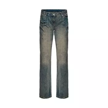 European and American Hot Girls Distressed Low Waist Loose Straight Jeans Retro color S