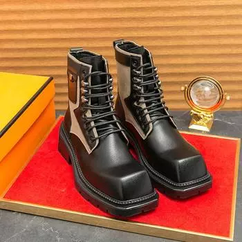 European and American hot-selling Martin boots men s autumn high-top recreational locomotive combat tooling shoes trendy brand heightening big head l 38 чёрный